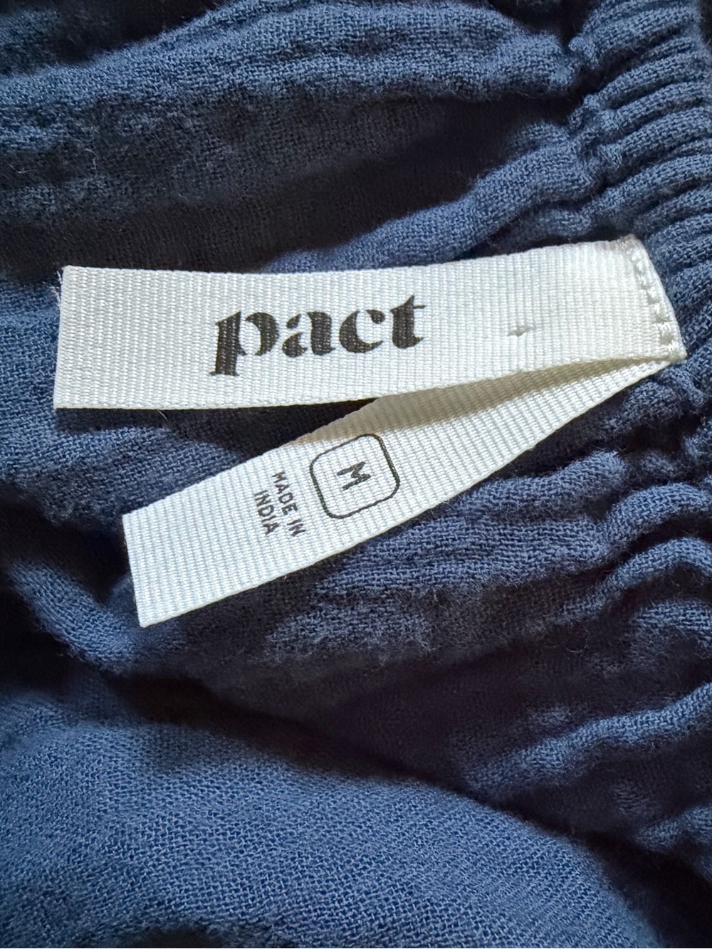 Pact Coastal Double Gauze Organic Boho Midi Dress Navy Blue Medium - Picture 6 of 7